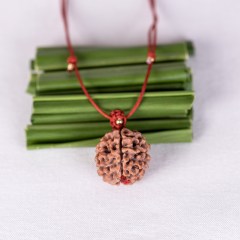 9109 Amritapuri Rudraksha Bead Necklace-Red01